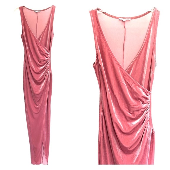 Fashion Nova Pink Velvet Wrap Maxi Dress Size XS - Picture 2 of 6